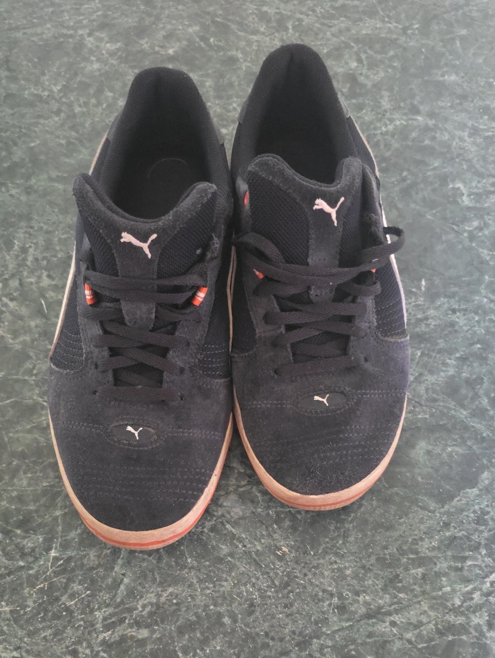 Puma Black Suede Sneakers with Tan Accents